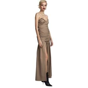 NWT BEC + BRIDGE 2-Piece Mocha Sweetheart Neck Bandeau & Pleat Gathered Skirt 2